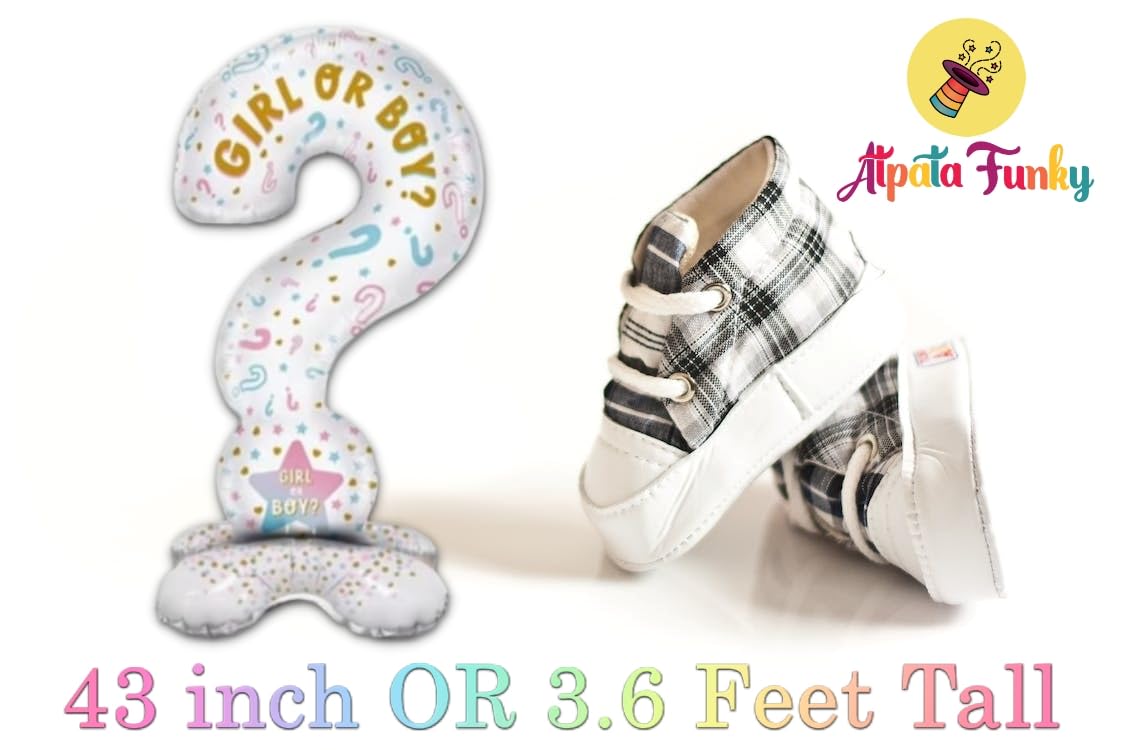 3.6 Feet Baby Shower Question Mark Shape Standee Foil Balloon for Eye-Catching Playful Decorative Baby Shower Mom To Be Parties