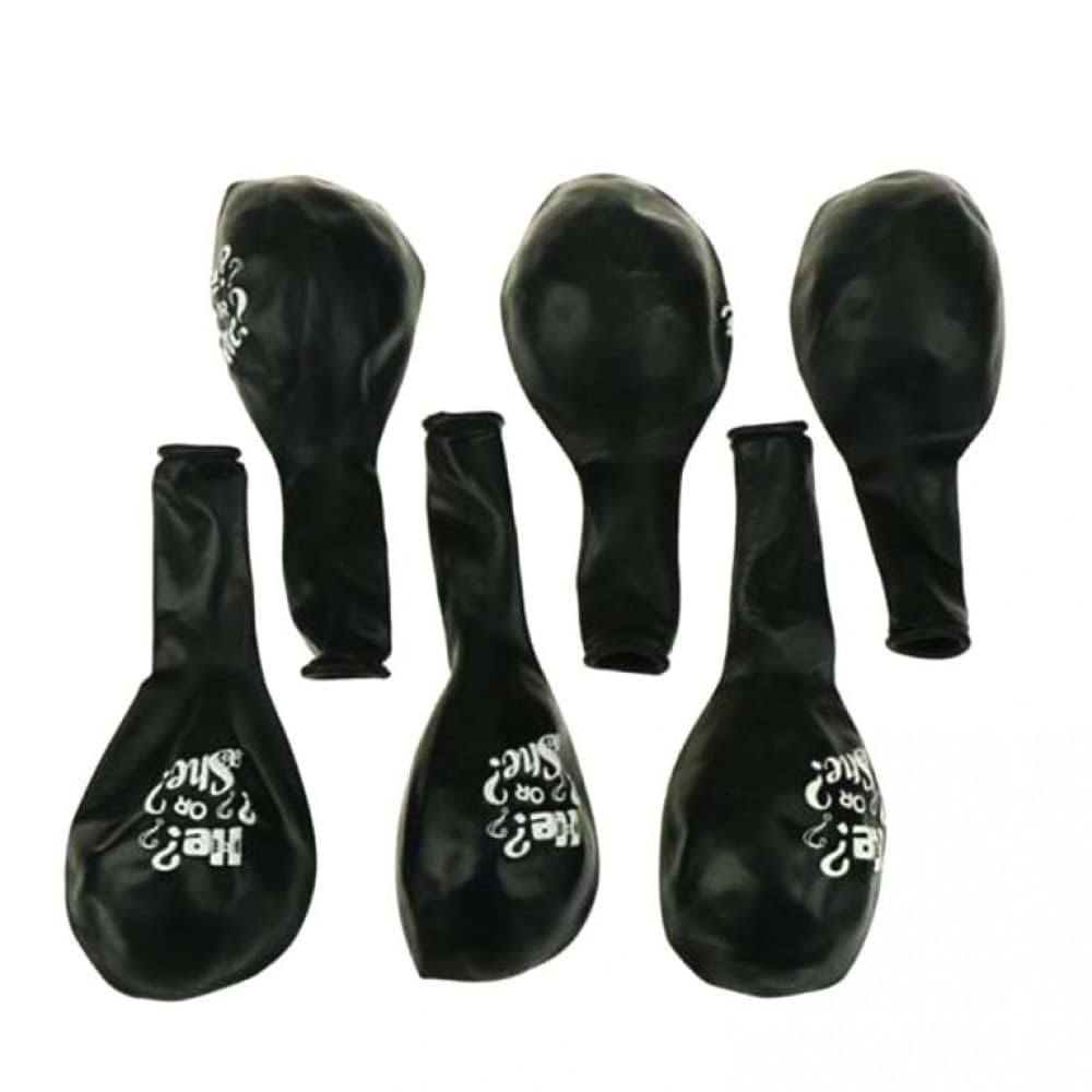 10pcs. Baby Shower 10inch Black Latex Balloons: Enigmatic HE SHE Question Marks Printed Goud Bharai Balloons | Celebrate Your Pregnancy Announcement with Mystery and Style!