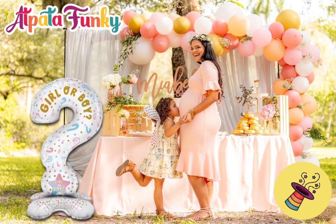 3.6 Feet Baby Shower Question Mark Shape Standee Foil Balloon for Eye-Catching Playful Decorative Baby Shower Mom To Be Parties