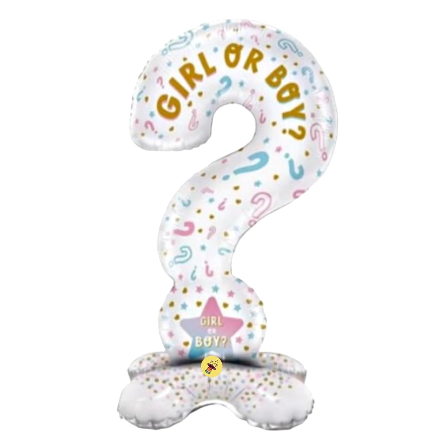3.6 Feet Baby Shower Question Mark Shape Standee Foil Balloon for Eye-Catching Playful Decorative Baby Shower Mom To Be Parties