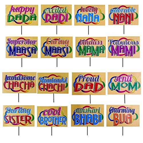 Relatives at The Baby Shower Photo Booth Placard Sticks (16 Pcs)