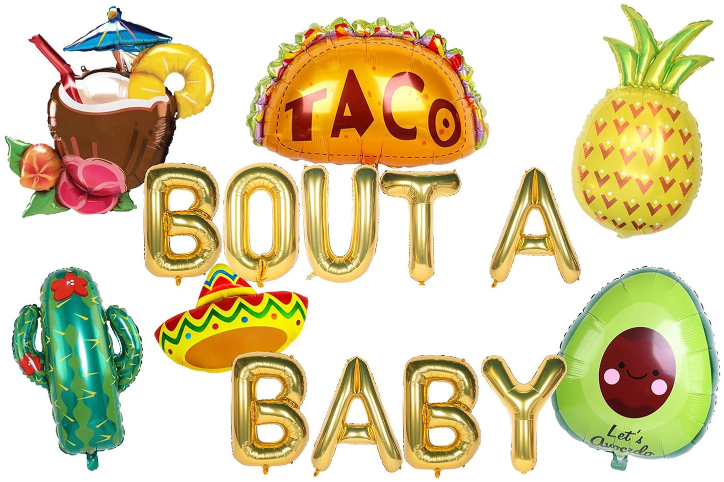 Mexican Theme Baby Shower Title Phrase Taco Bout a Baby Text Foil Balloons for Pregnancy Announcement/Baby Shower Party Decoration